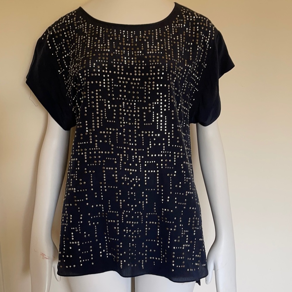Rebecca Taylor studded navy tee size small